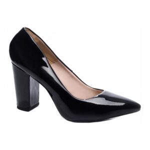 Sapato Scarpin Clássico Verniz Salto Alto Grosso