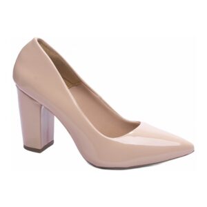 Sapato Scarpin Clássico Verniz Salto Alto Grosso